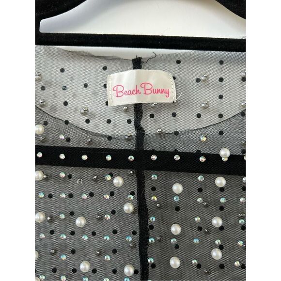 Beach Bunny Champagne Nights Pearl Mesh Maxi Dress Black Women's Size Small - Picture 6 of 9